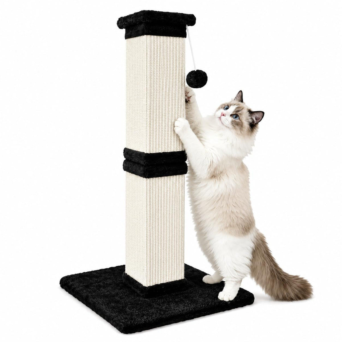 Cat Scratching Post for Indoor Cats, 32Inch Sisal Cat Scratcher, Beige