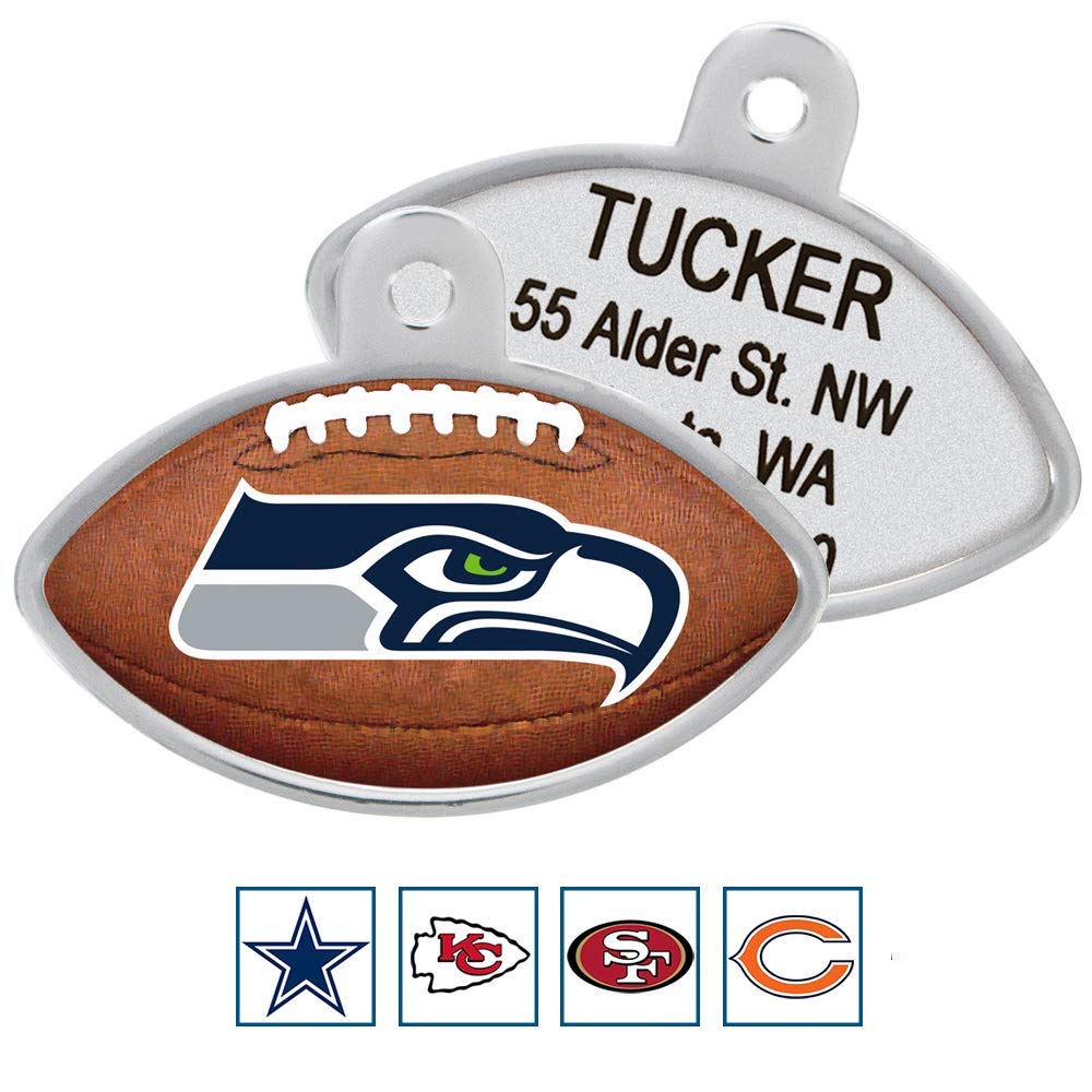 GoTags Personaized NFL Dog Tags, Kansas City Chiefs, Football Shape Custom Engraved Pet ID Tags
