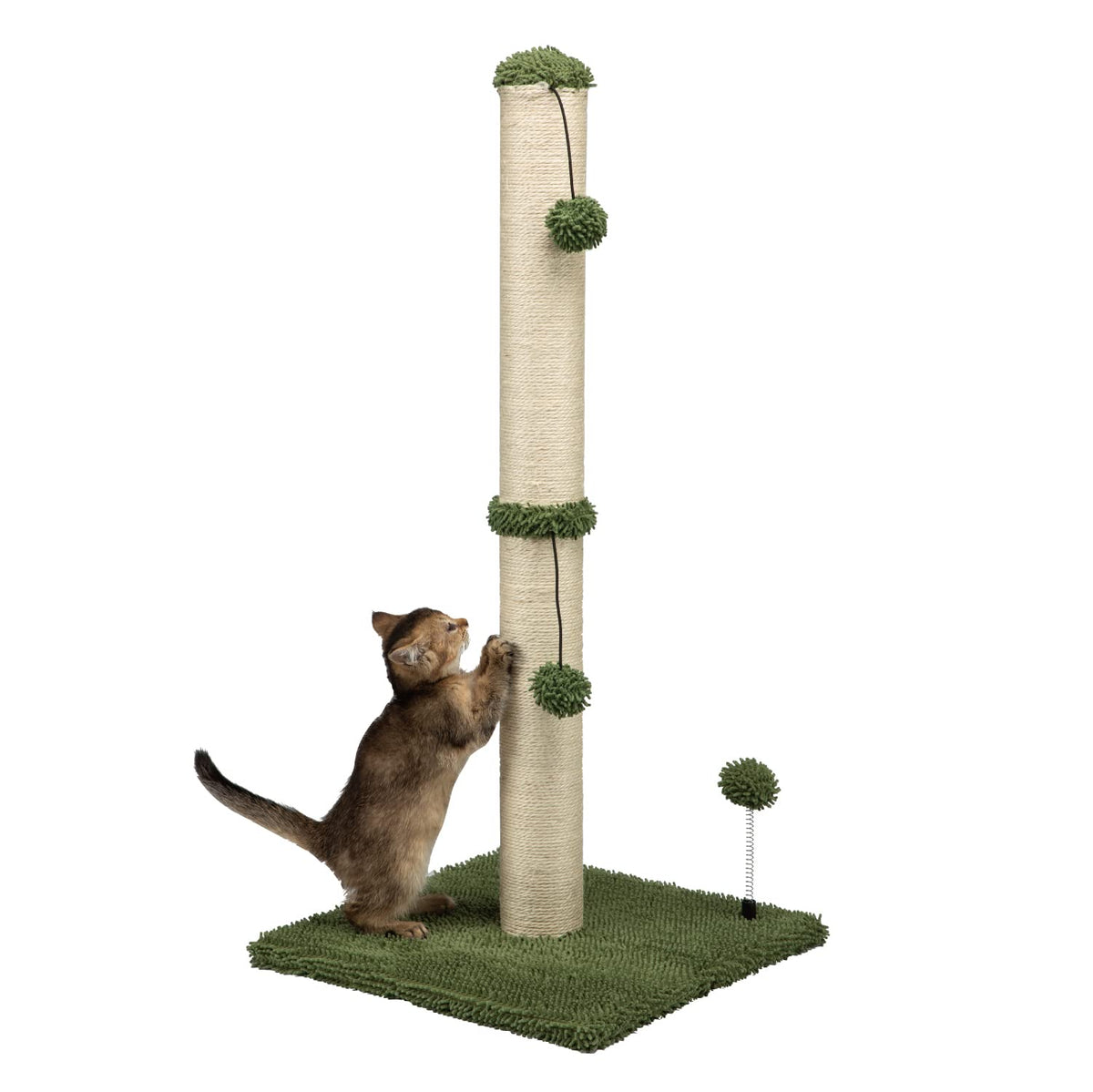 MECOOL Cat Scratching Post Premium Sisal Scratch Posts with Hanging Ball Vertical Scratcher for Indoor Cats and Kittens,Black
