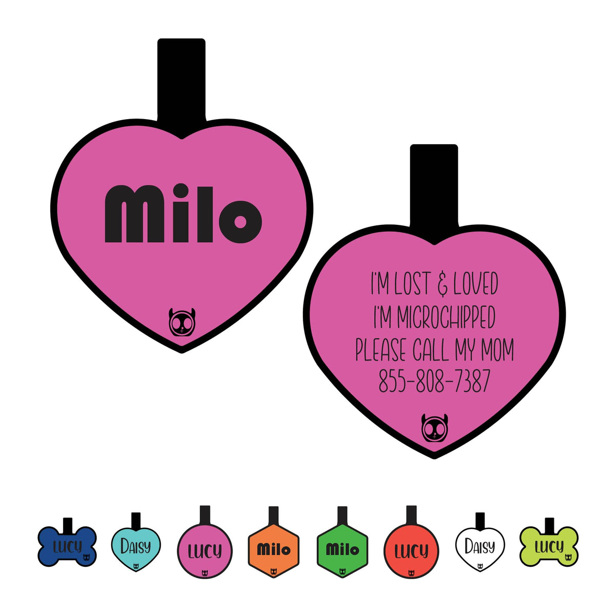 Silicone Silent Dog Tag Personalized with 5 Lines of Custom Deep Engraved Durable Soundless Pet ID Name Tag Bone Tiffany