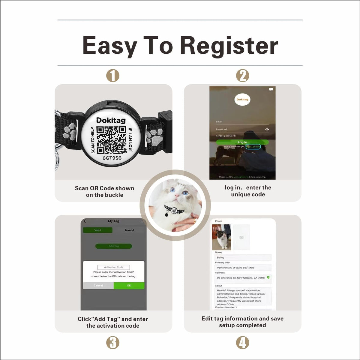Reflective Cat Collar with QR Code Name Tag,Breakaway Cat Collars with Pet Id Tag and Bells,Scan QR Receive Instant Pet Location Alert Email 2pack (Pink&red)