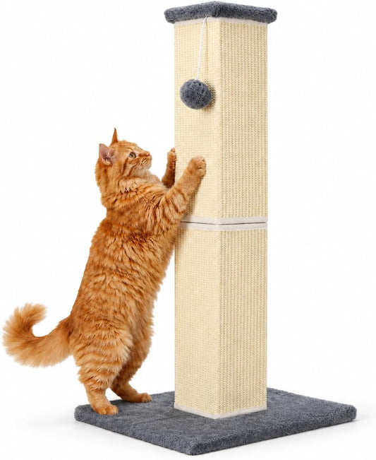 Cat Scratching Post for Indoor Cat, 32 Inch Large Cat Scratcher Grey