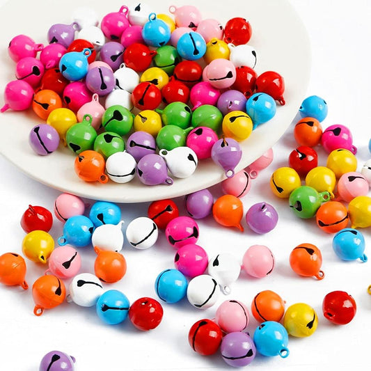 MSCFTFB 100 Pieces Craft Jingle Bells Colorful Charm Pendant Bead Bells for Pet Collar Jewelry Making Christmas Home Décor Wreath Garland Ornaments(Multi, 1/2inch)