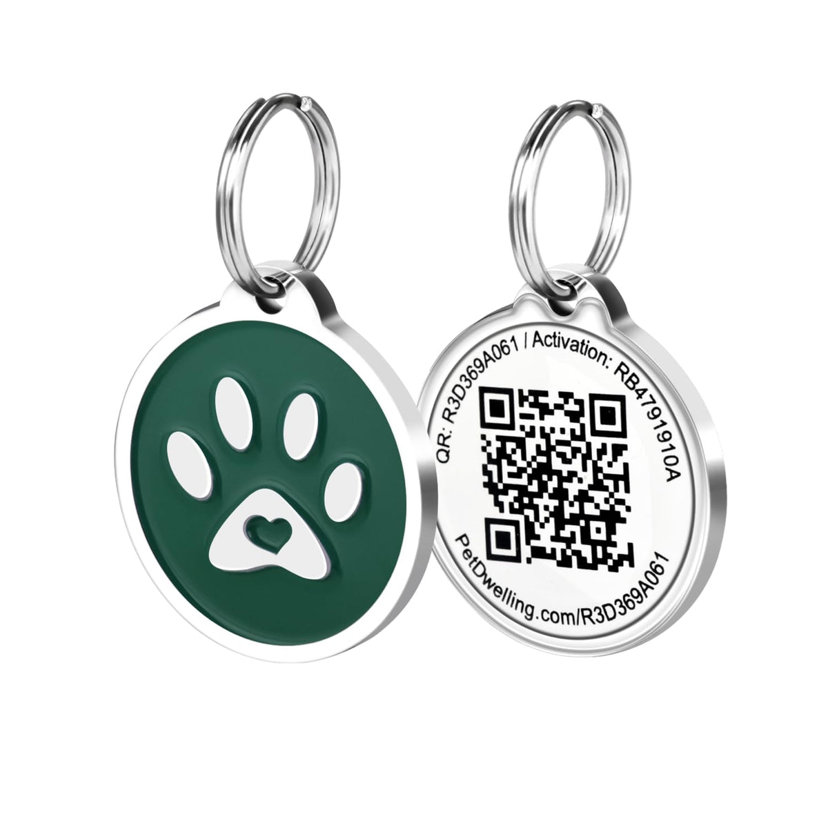 Pet Dwelling QR Pet Tag – Easy Scan Instant Location Alerts, Online Pet Profile with AI Feature for Dogs & Cats (Lux Gold White Paw)
