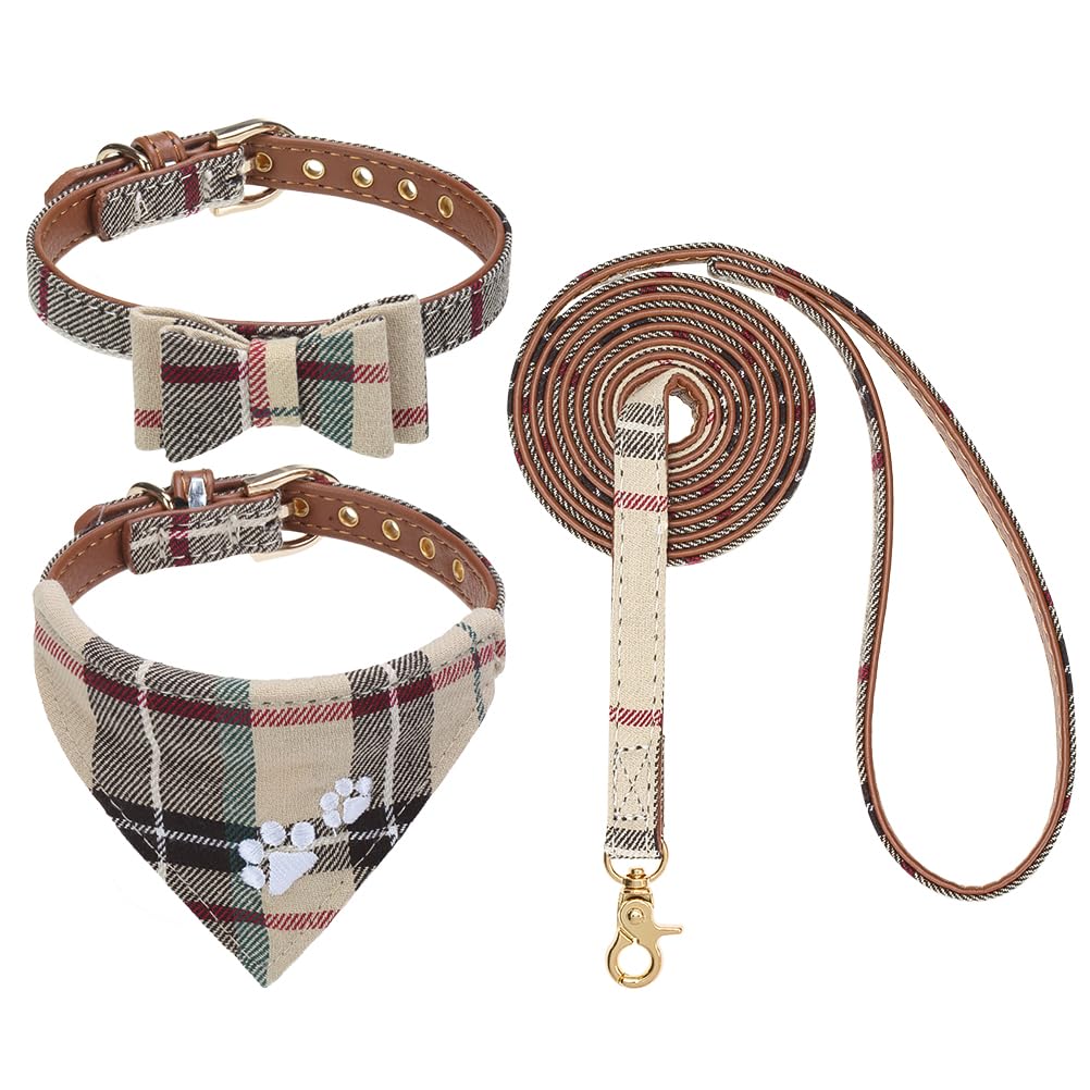 EXPAWLORER Dog Collar and Lead Set Embroidery Pawprint, Blue XS
