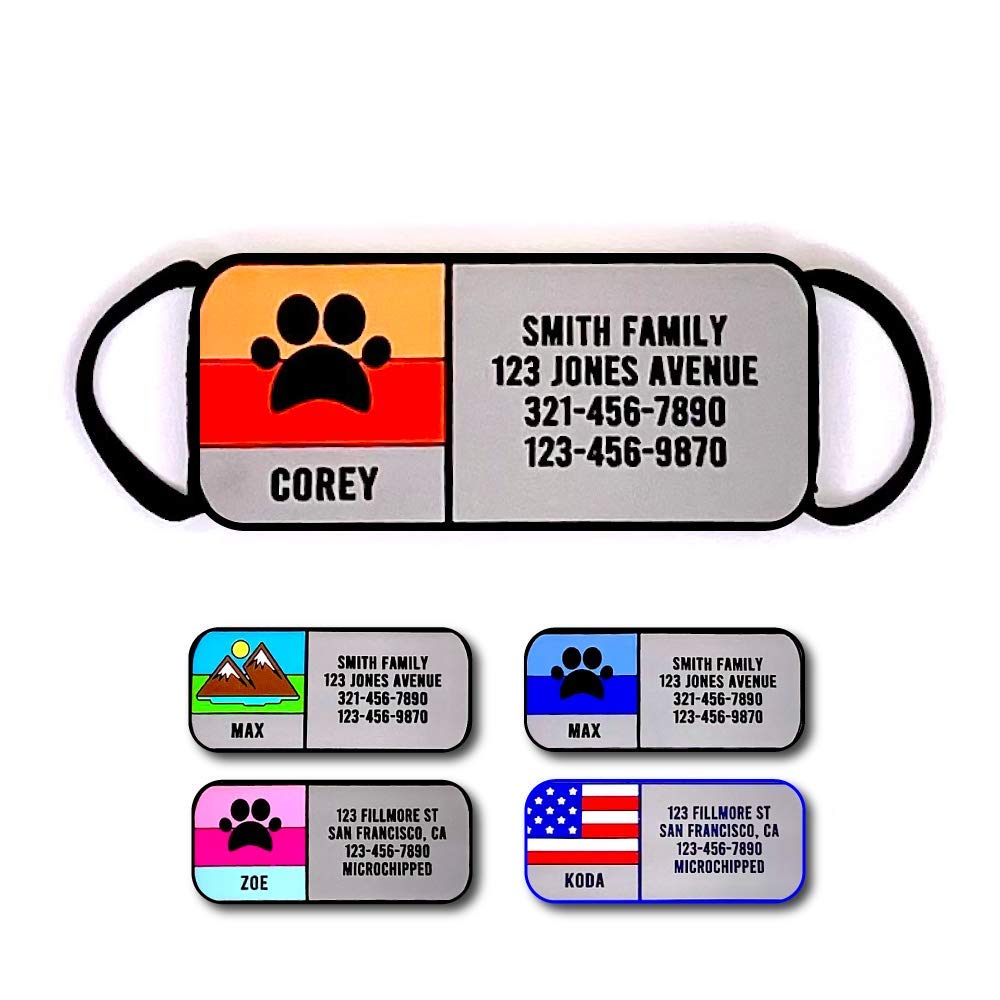 LYP Soundless Slide-On Collar Dog ID Tag - Designer Deep Engraved Silicone – Engraving Will Last - Pet ID Tags, Dog Tags, Cat Tags (Mountain, Medium)