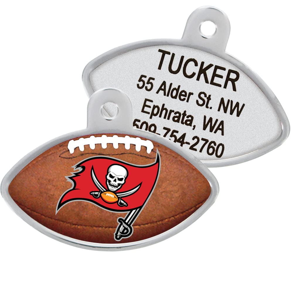 GoTags Personaized NFL Dog Tags, Kansas City Chiefs, Football Shape Custom Engraved Pet ID Tags