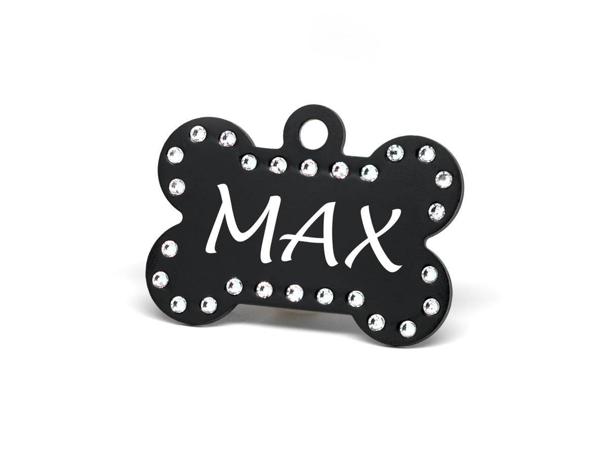 Providence Engraving Custom Engraved Crystal Pet Tags, Bone Shape, Pink