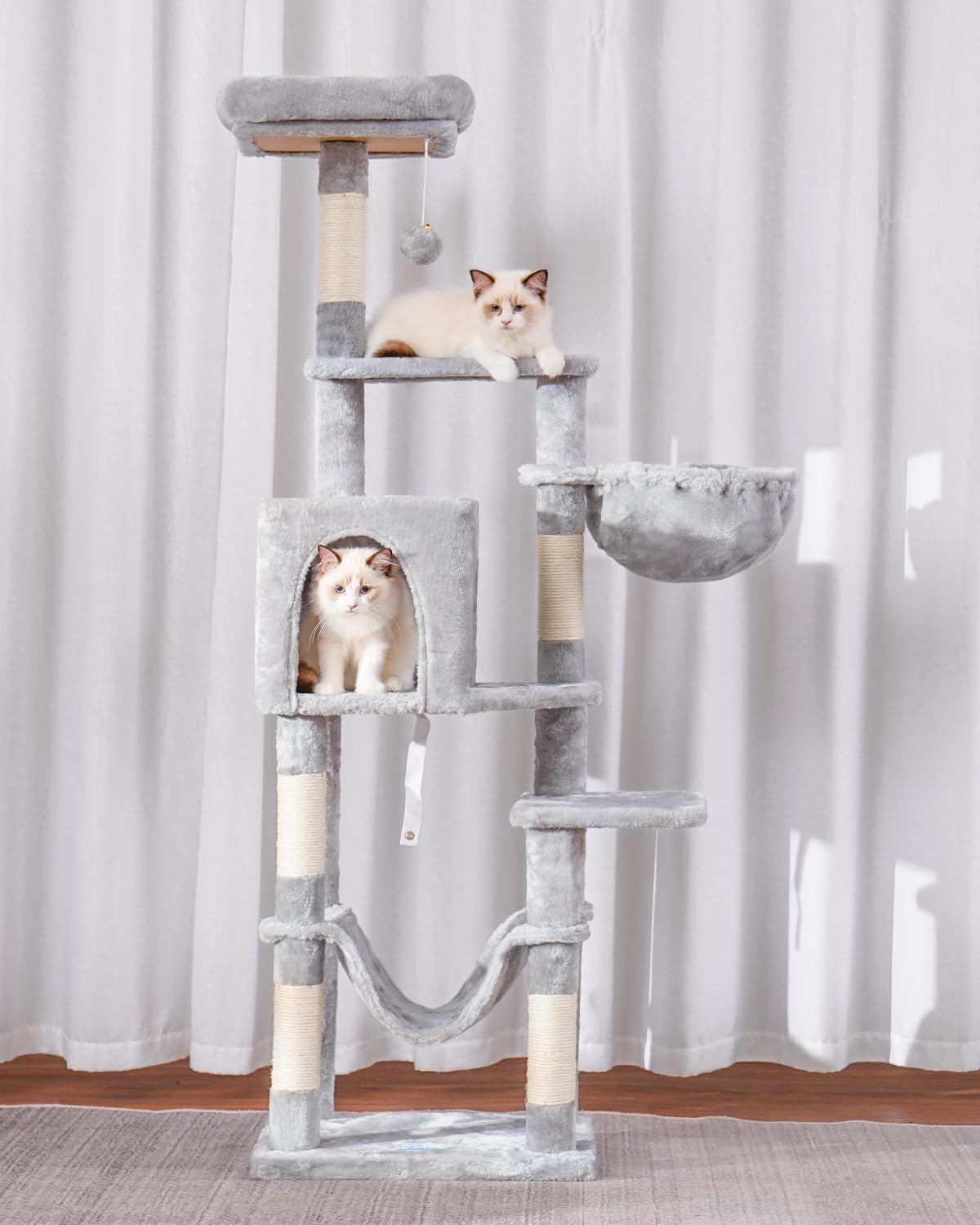 Hey-brother Cat Tree, Multi-Level Sisal Covered Scratching Posts, MPJ050W