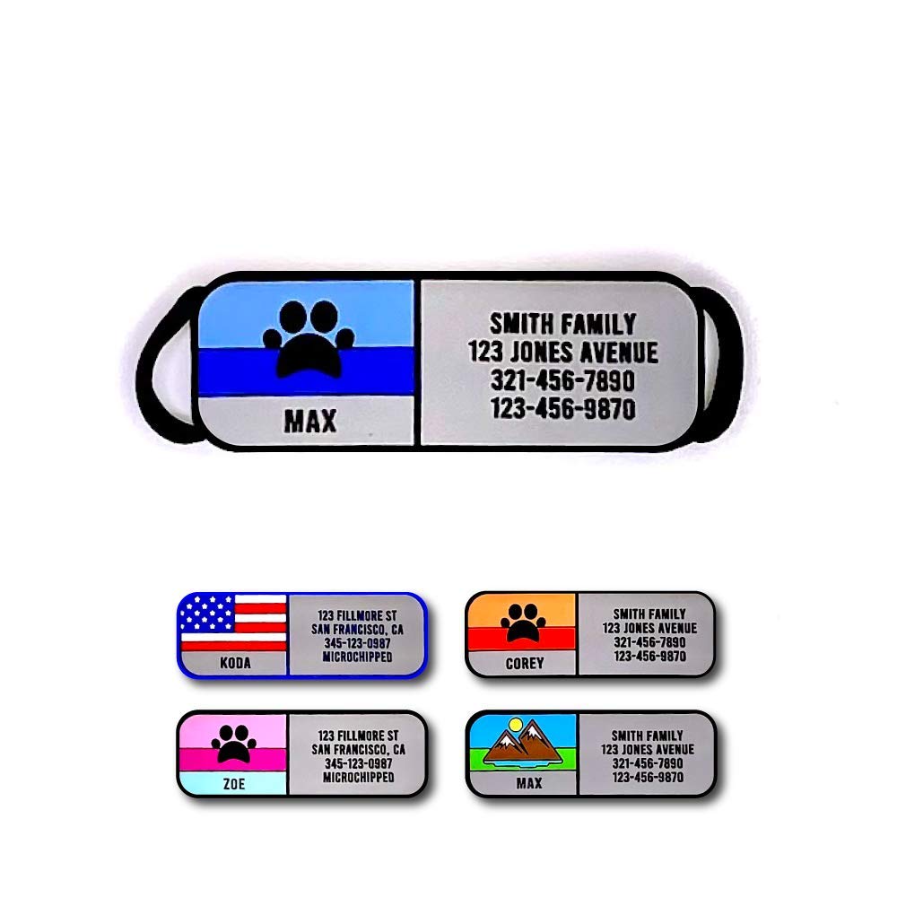 LYP Soundless Slide-On Collar Dog ID Tag - Designer Deep Engraved Silicone – Engraving Will Last - Pet ID Tags, Dog Tags, Cat Tags (Mountain, Medium)