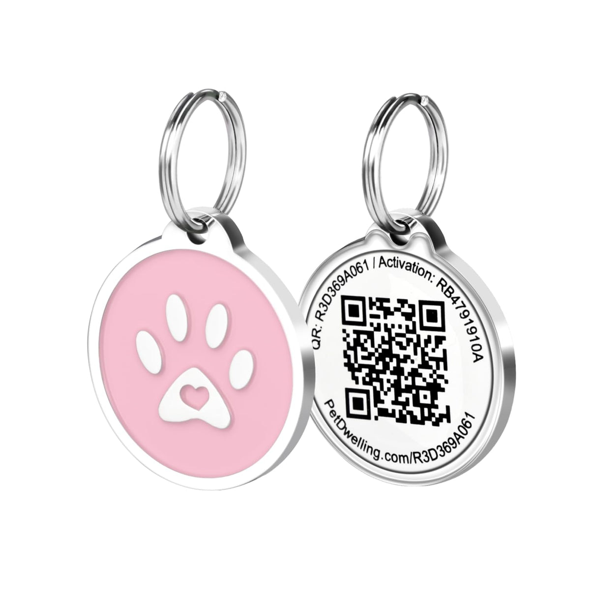 Pet Dwelling QR Pet Tag – Easy Scan Instant Location Alerts, Online Pet Profile with AI Feature for Dogs & Cats (Lux Gold White Paw)