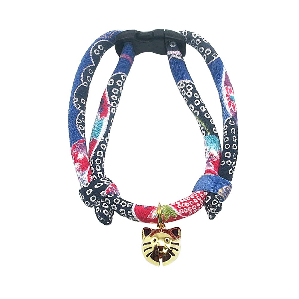 Cat Collar with Kitty Face Bell. Cute Japan Chirimen Kitten Collar. Soft & Lightweight.