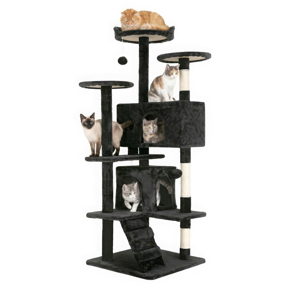 FDW | 54" Cat Tree Tower | Dark Gray | Multi-Level Indoor Activity Center