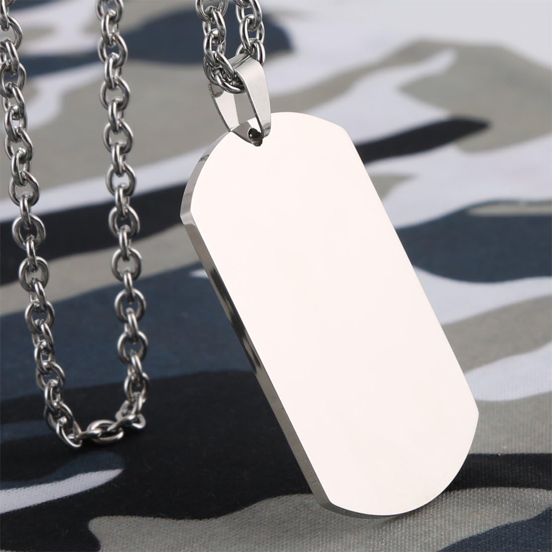 HZMAN Mens High Polishing Stainless Steel Dog Tag Pendant Necklace