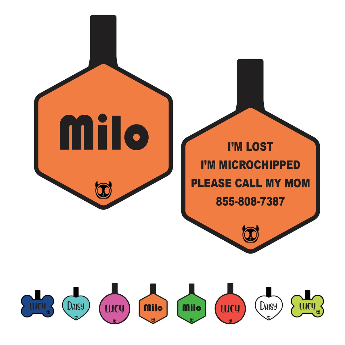 Silicone Silent Dog Tag Personalized with 5 Lines of Custom Deep Engraved Durable Soundless Pet ID Name Tag Bone Tiffany