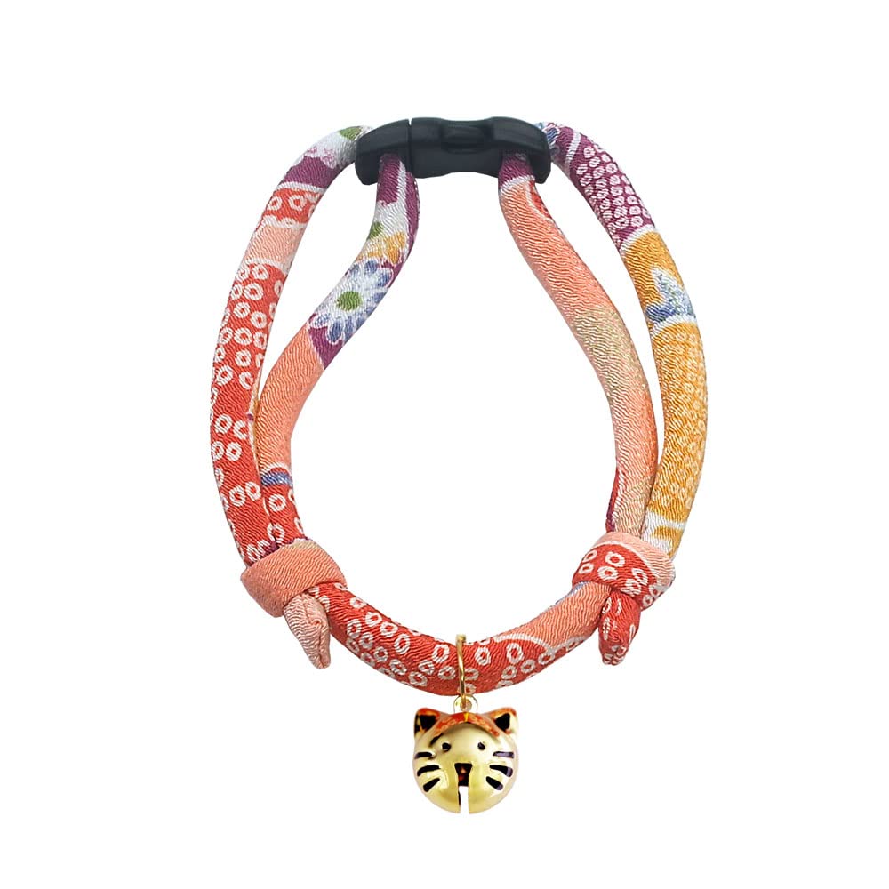 Cat Collar with Kitty Face Bell. Cute Japan Chirimen Kitten Collar. Soft & Lightweight.