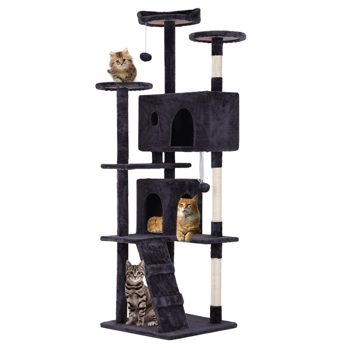 FDW | 54" Cat Tree Tower | Dark Gray | Multi-Level Indoor Activity Center