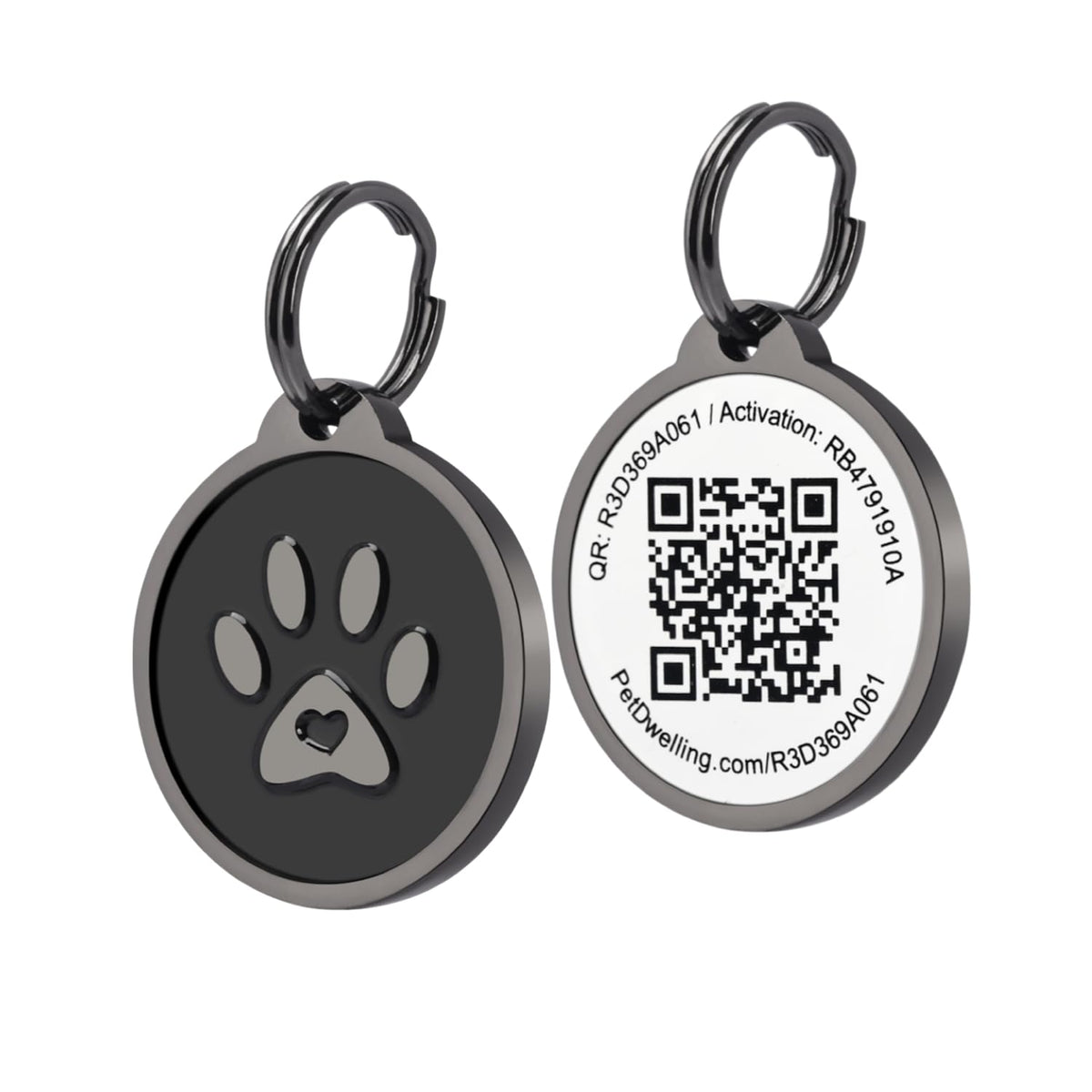Pet Dwelling QR Pet Tag – Easy Scan Instant Location Alerts, Online Pet Profile with AI Feature for Dogs & Cats (Lux Gold White Paw)