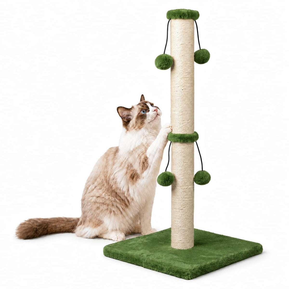 Dimaka 29'' Cat Scratching Post, Natural Sisal Rope Scratcher Post, Kitten Claw Scratch with 4 DanglingToy Balls for Large Cats (Grey)