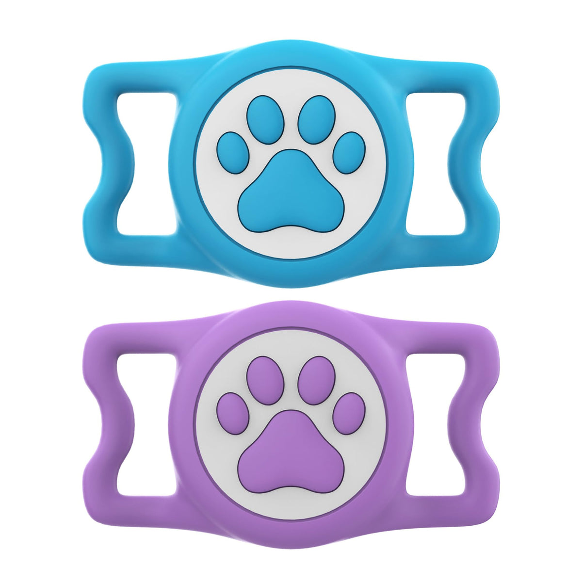 IP68 Waterproof for AirTag Dog Collar Holder, Silicone Dog Air tag Holder for Apple AirTag (Blue&Purple)