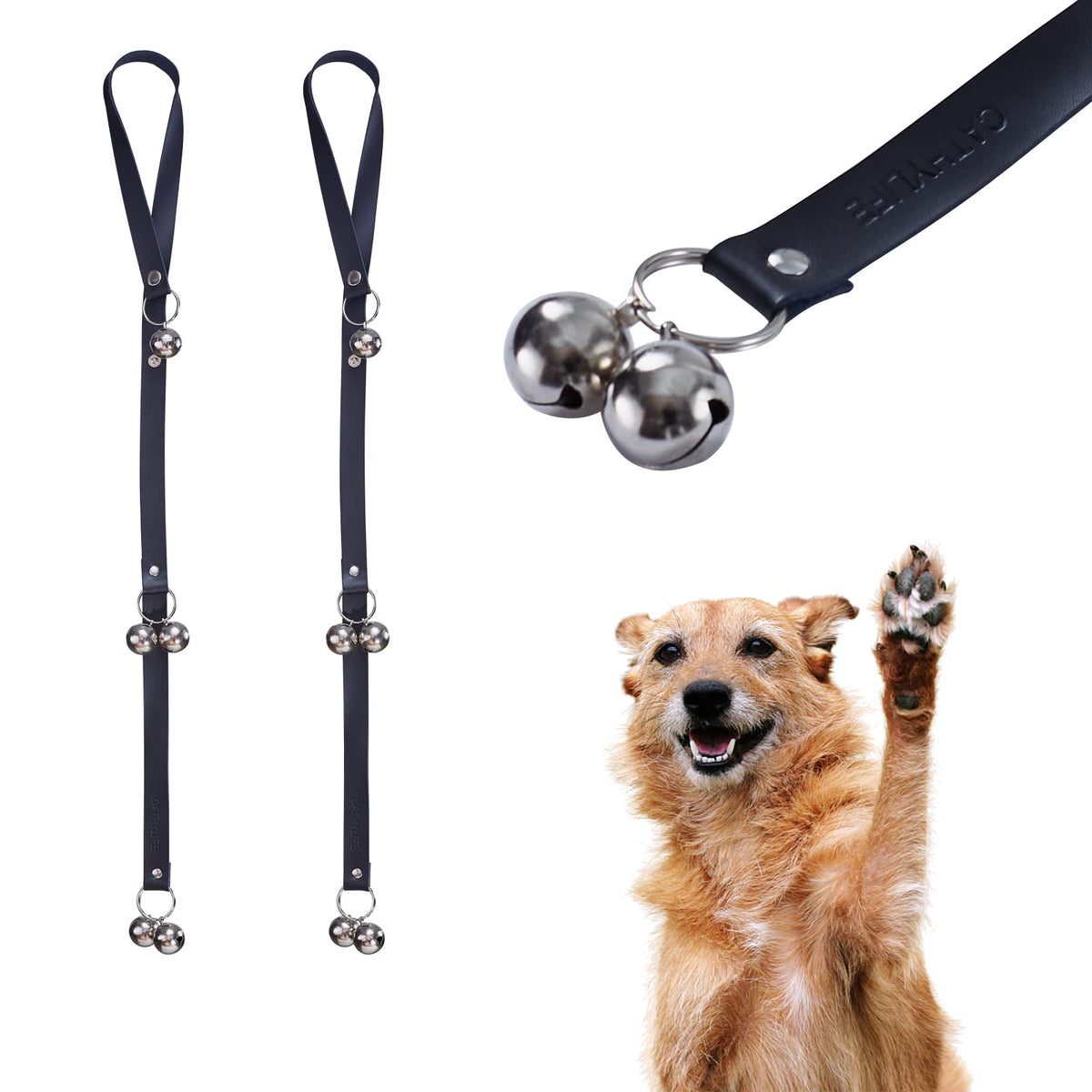 Leather Dog Doorbells to Go Outside, Brass Potty Training Bell