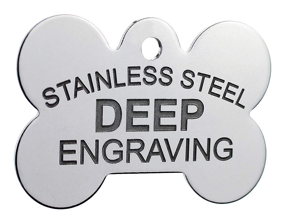 DEEP Engraved Custom Stainless Steel Pet ID Tags Bone