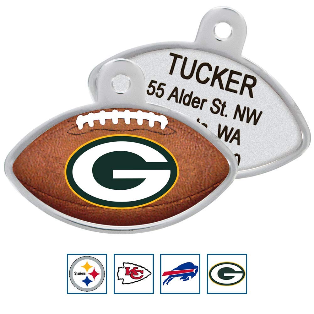 GoTags Personaized NFL Dog Tags, Kansas City Chiefs, Football Shape Custom Engraved Pet ID Tags
