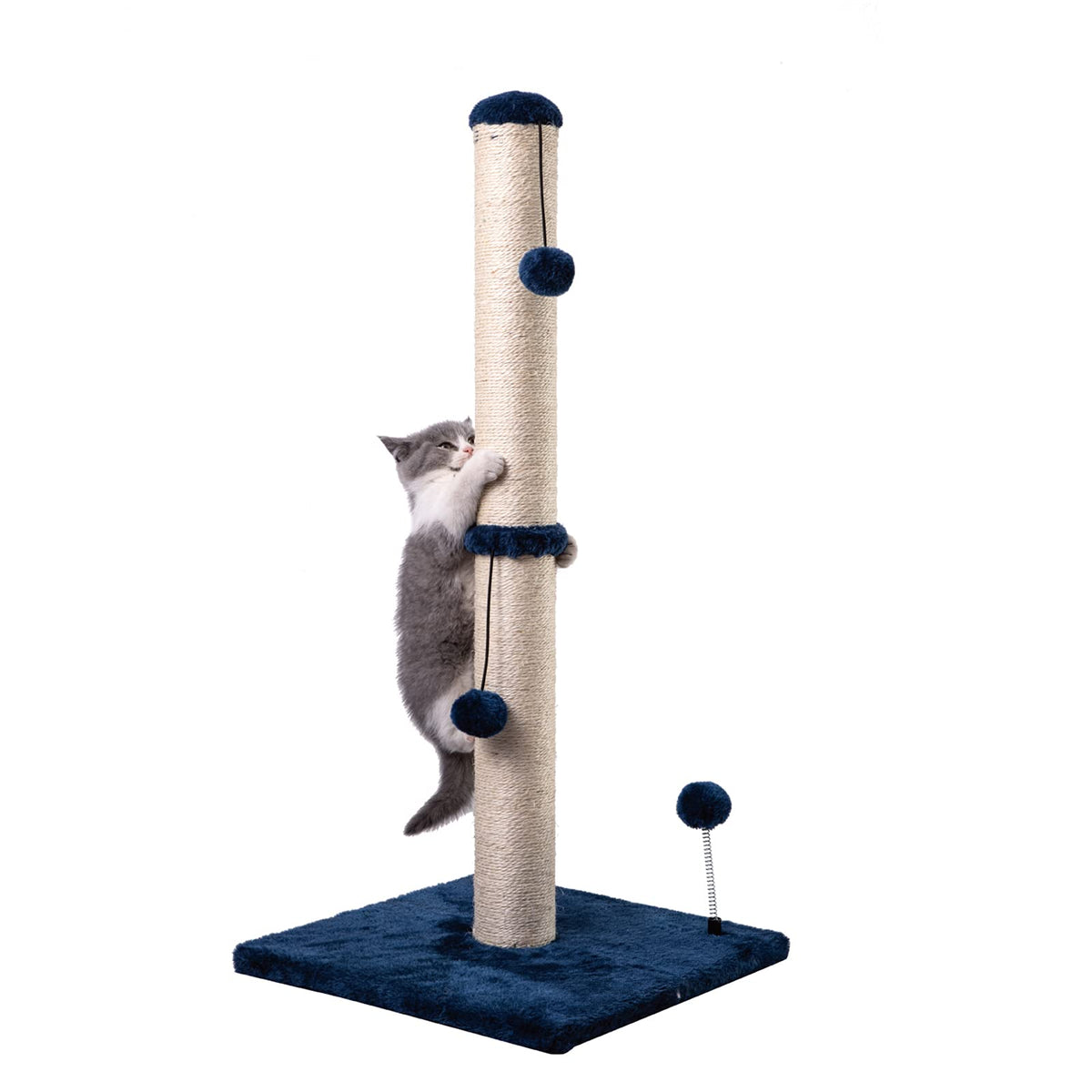 MECOOL Cat Scratching Post Premium Sisal Scratch Posts with Hanging Ball Vertical Scratcher for Indoor Cats and Kittens,Black