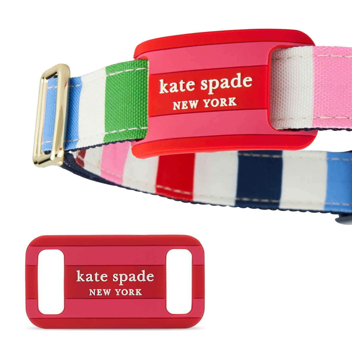 kate spade new york AirTag Dog Collar Holder - Seaside Stripe