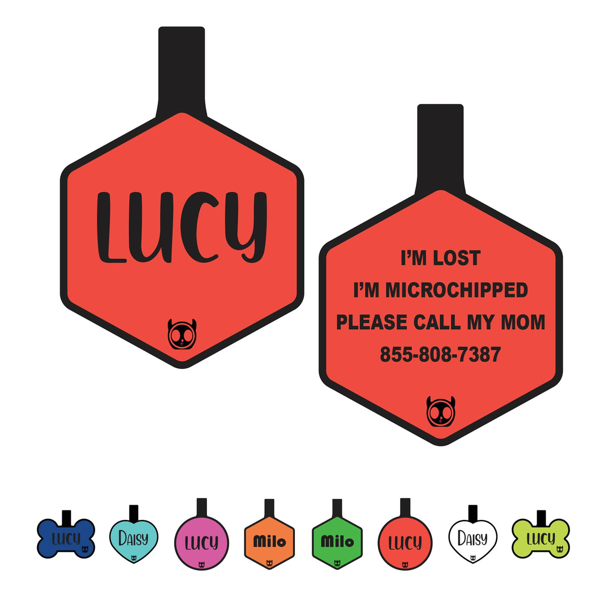 Silicone Silent Dog Tag Personalized with 5 Lines of Custom Deep Engraved Durable Soundless Pet ID Name Tag Bone Tiffany