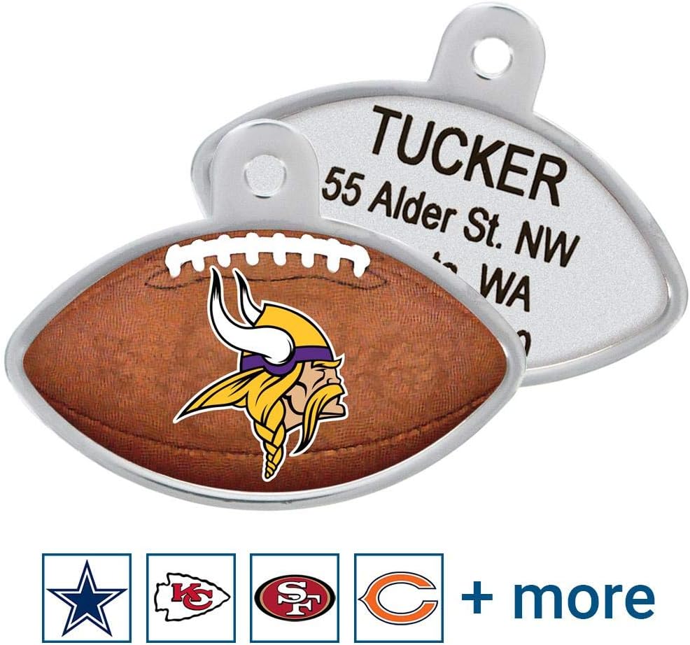 GoTags Personaized NFL Dog Tags, Kansas City Chiefs, Football Shape Custom Engraved Pet ID Tags