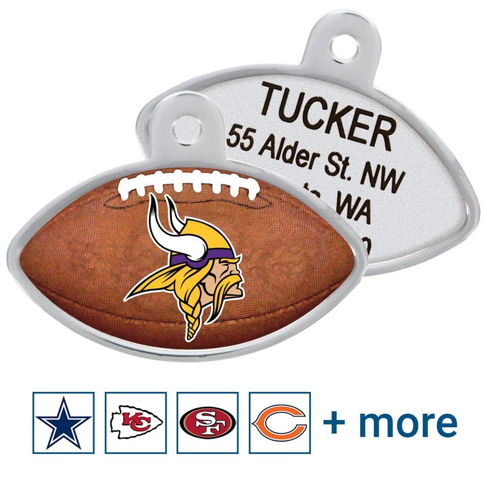 GoTags Personaized NFL Dog Tags, Kansas City Chiefs, Football Shape Custom Engraved Pet ID Tags