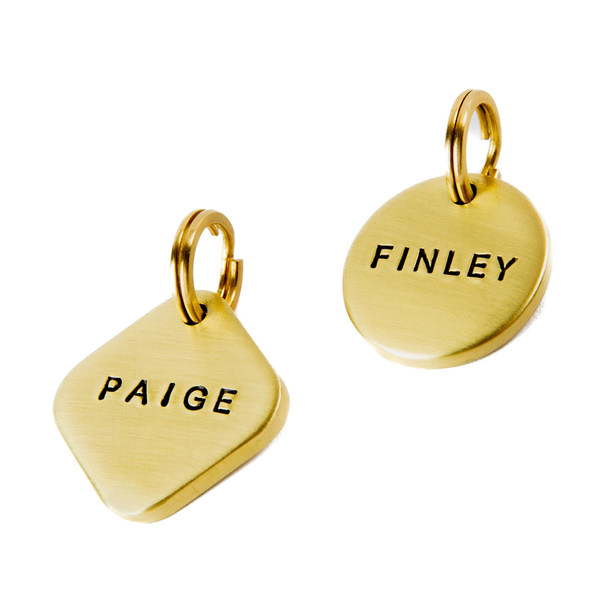 Personalized Brass Dog Tag, Engraved, Round Shape, Phone Number on Back