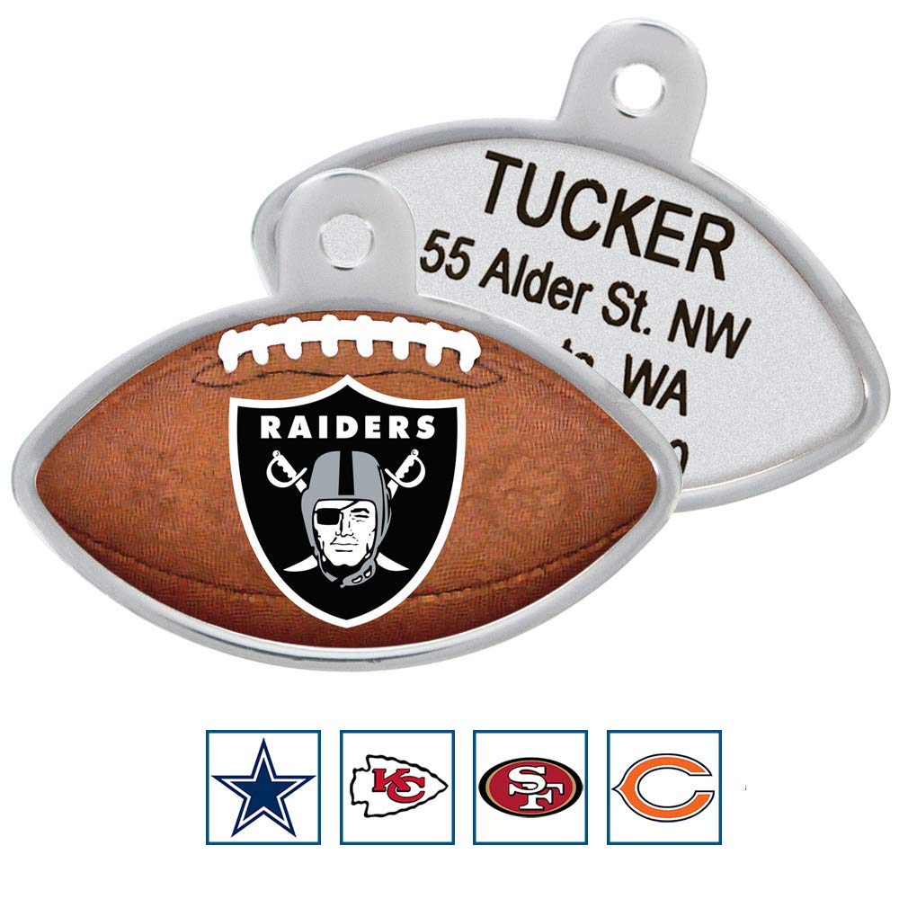 GoTags Personaized NFL Dog Tags, Kansas City Chiefs, Football Shape Custom Engraved Pet ID Tags