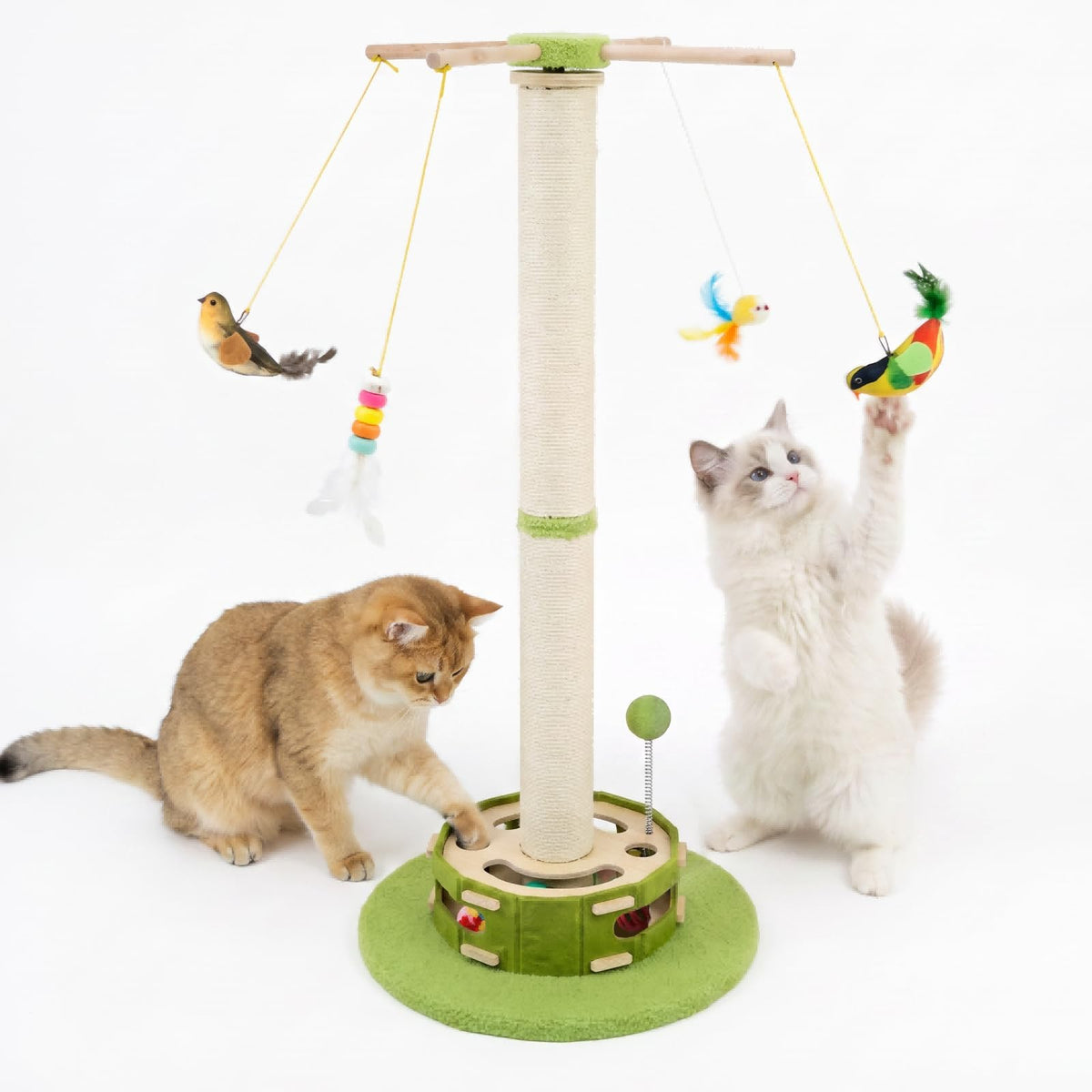 Tall Cat Scratching Post for Indoor Cats Adults with Carpet, White