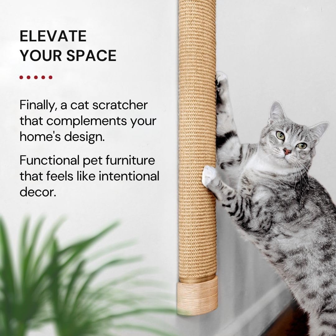 7 Ruby Road Wall Mounted Cat Scratcher, Replaceable Sisal Scratching Post