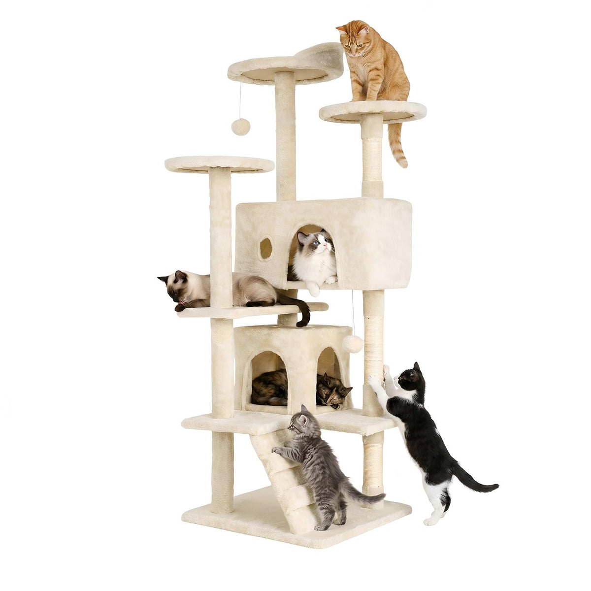 FDW | 54" Cat Tree Tower | Dark Gray | Multi-Level Indoor Activity Center
