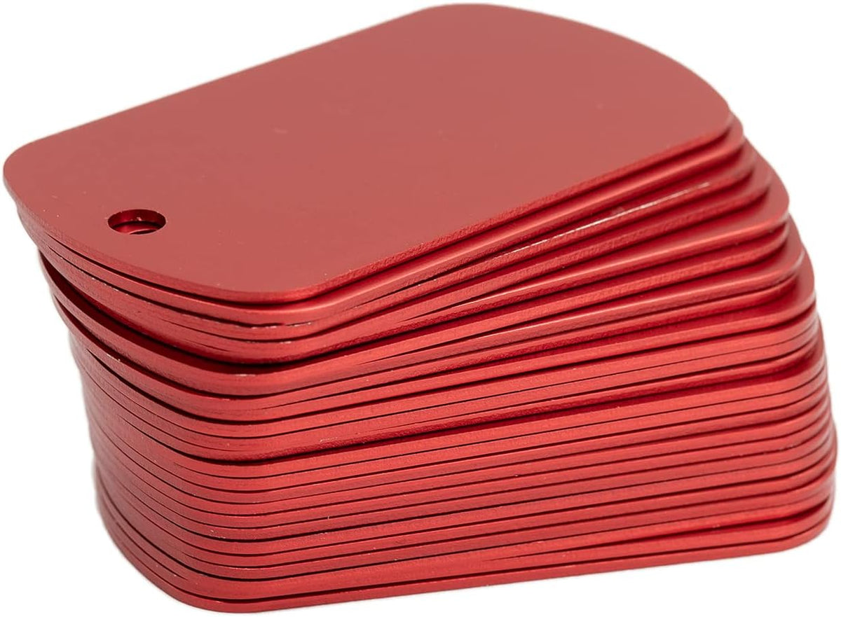 Aluminum Blank Tags Stamping Blanks 25 Pack (Red)