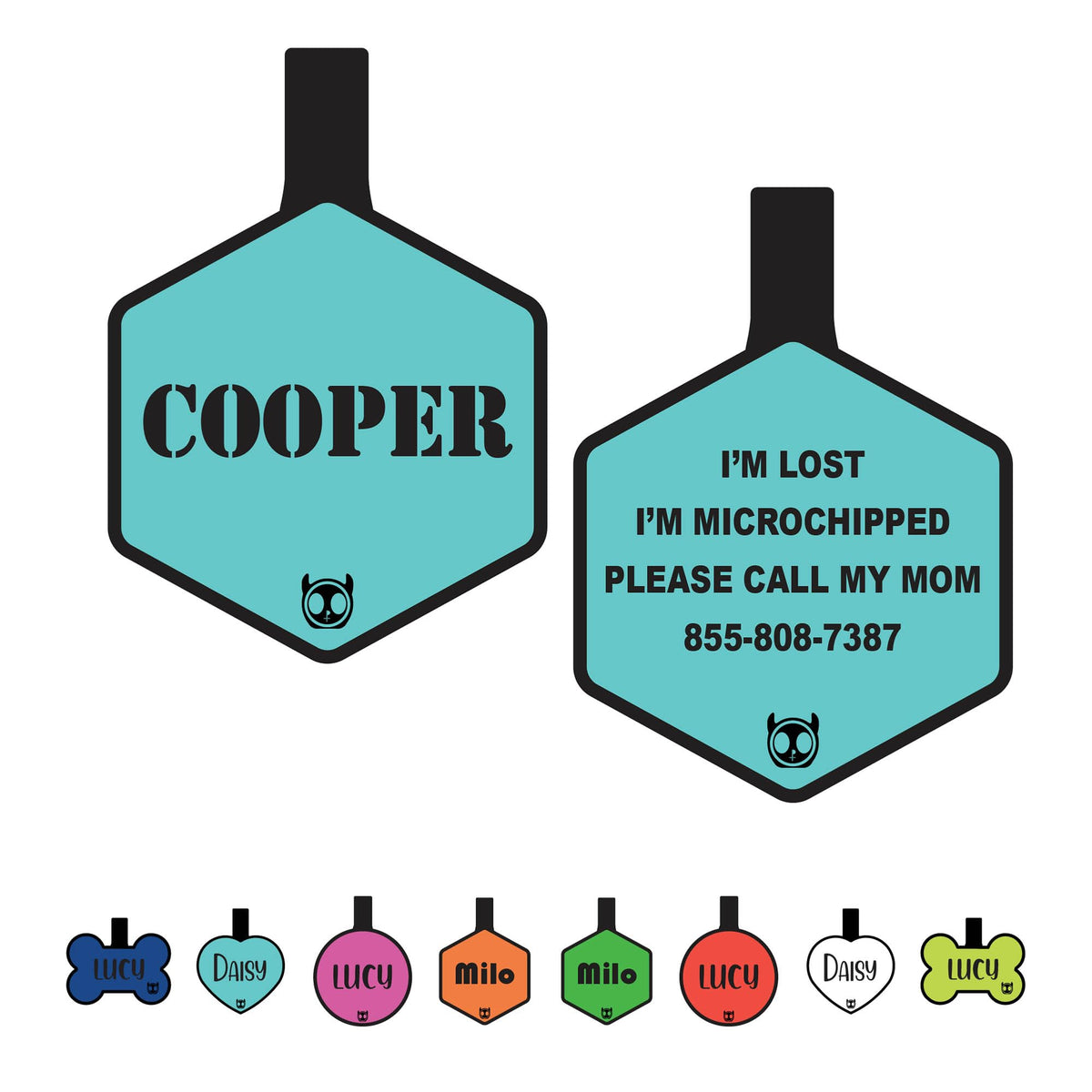 Silicone Silent Dog Tag Personalized with 5 Lines of Custom Deep Engraved Durable Soundless Pet ID Name Tag Bone Tiffany