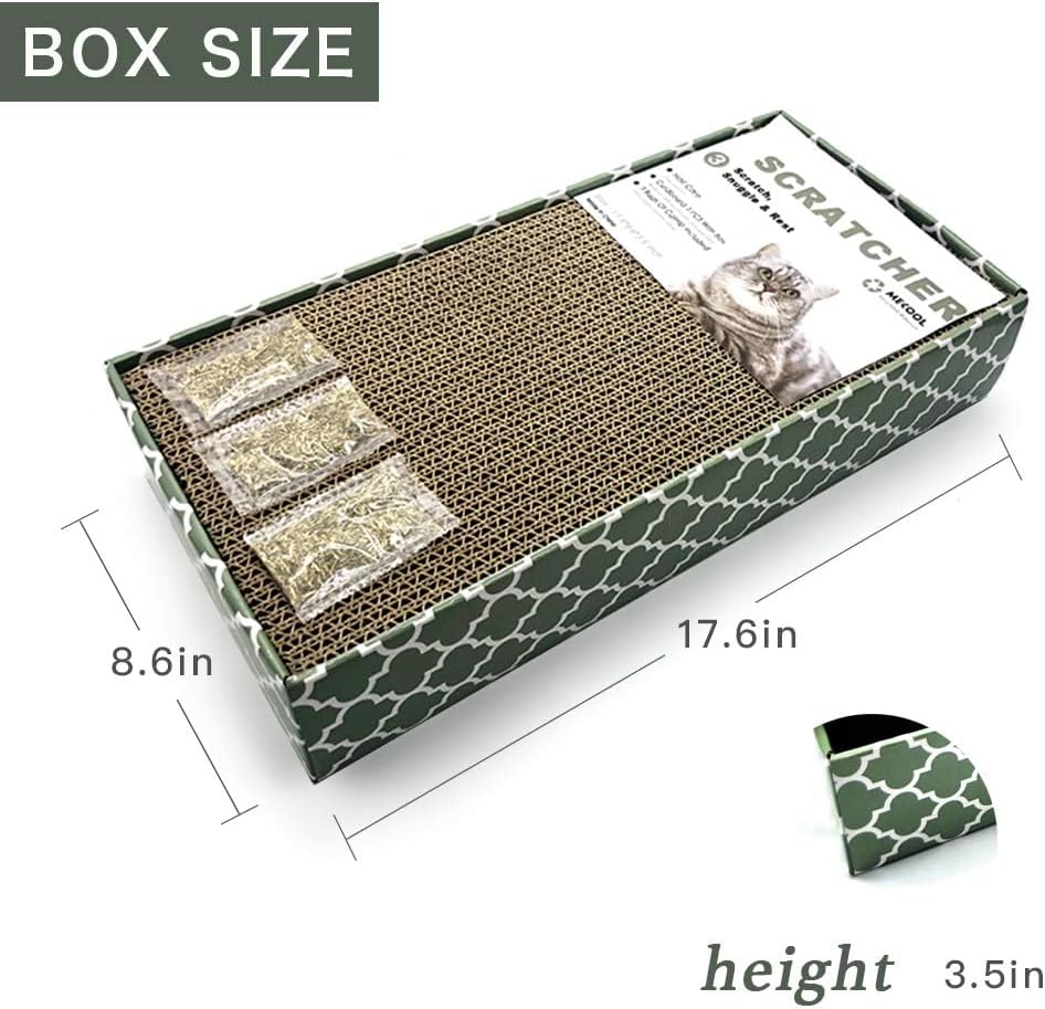 Cat Scratcher Cardboard Scratching Pads Scratch Lounge Bed with Catnip 3PCS Reversible Corrugated Cardboard with Scratch Box