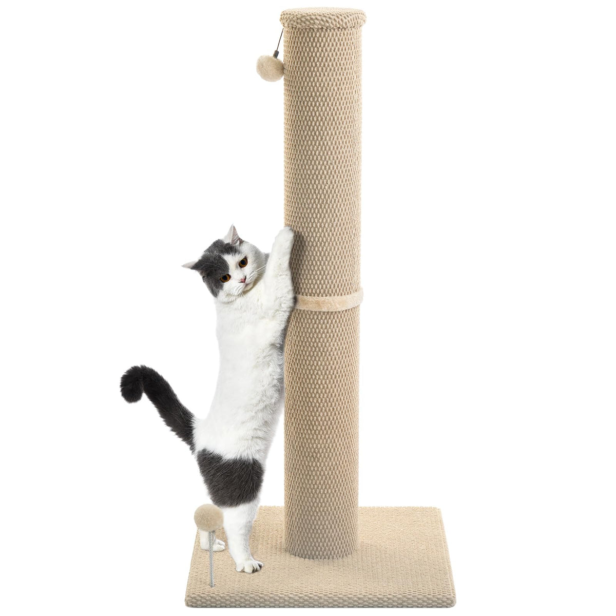 Cat Craft 41" Tall Short Plush Cat Scratching Post for Indoor Cats, Gray