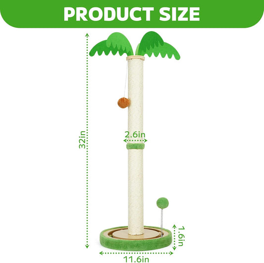 TIMIEEYA 32" Tall Cat Scratching Post - Cat Scratching Posts for Indoor Cats with Spring Ball, Interactive Wooden Track Ball for Kittens Adults Cats