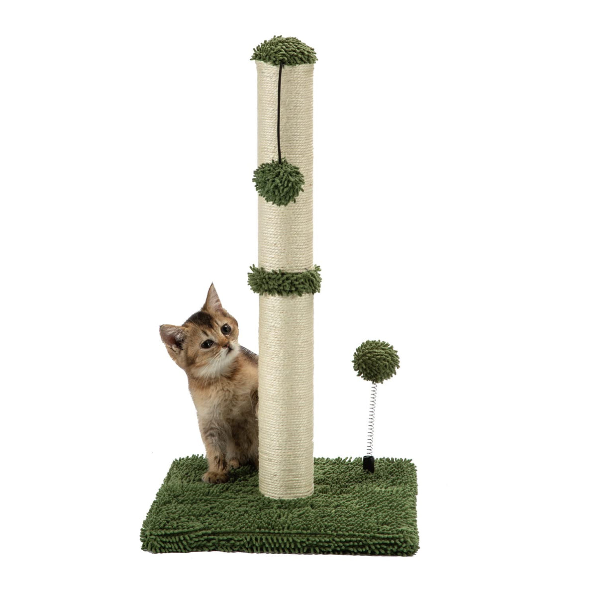 MECOOL Cat Scratching Post Premium Sisal Scratch Posts with Hanging Ball Vertical Scratcher for Indoor Cats and Kittens,Black