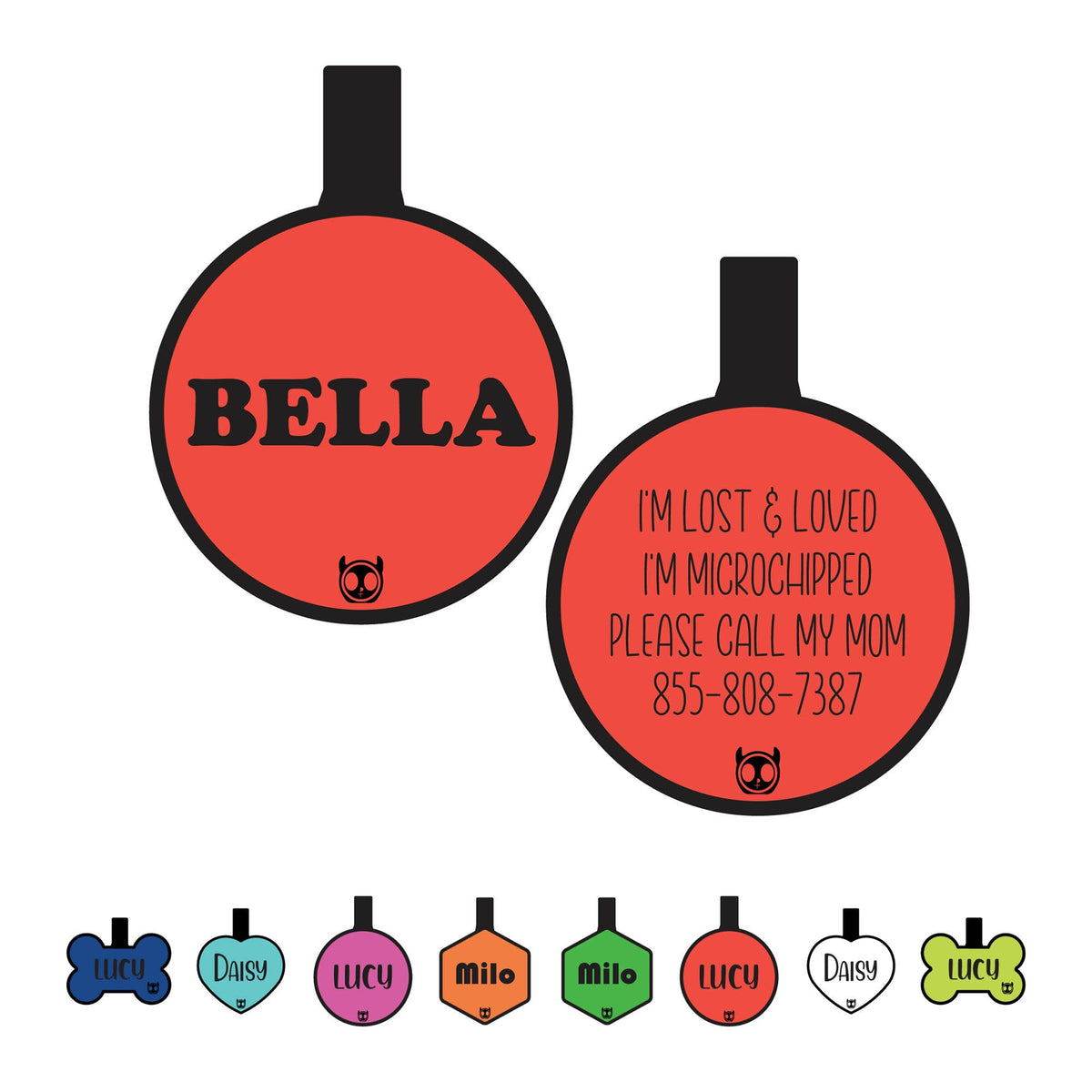 Silicone Silent Dog Tag Personalized with 5 Lines of Custom Deep Engraved Durable Soundless Pet ID Name Tag Bone Tiffany