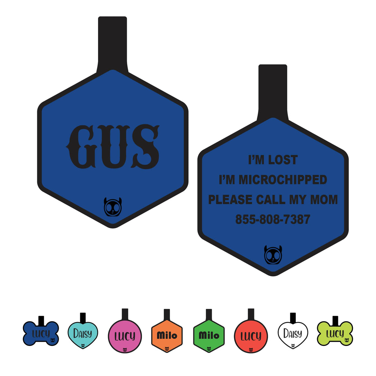 Silicone Silent Dog Tag Personalized with 5 Lines of Custom Deep Engraved Durable Soundless Pet ID Name Tag Bone Tiffany