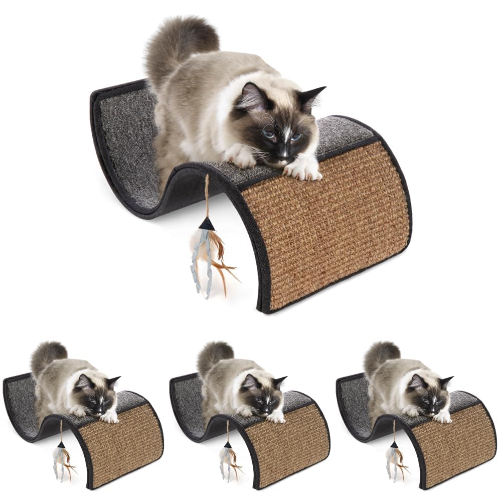 Petlinks Dream Curl Carpet Cat Scratcher, Dual-Surface Cat Scratching Post, Lounge & Hide Scratchers for Cats & Kittens, Gray, Furniture Protector, One Size Fits All Cats