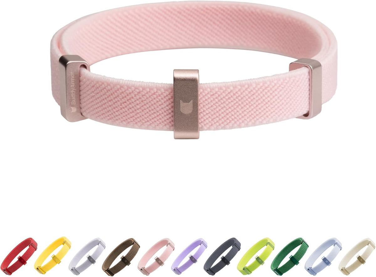 Safety Cat Collar - U.S. IDA Gold Awarding Design, Stretch Elastic Quick Release, Non Breakaway - Light Weight for Kitten, Neck Fit 5.9'-11.8' for All Small Large Cat,S(Blush Pink)