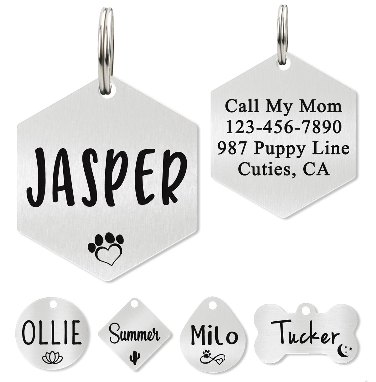 Ultra Joys Personalized Dog Cat ID Tag - Silver Round, Custom Your Own
