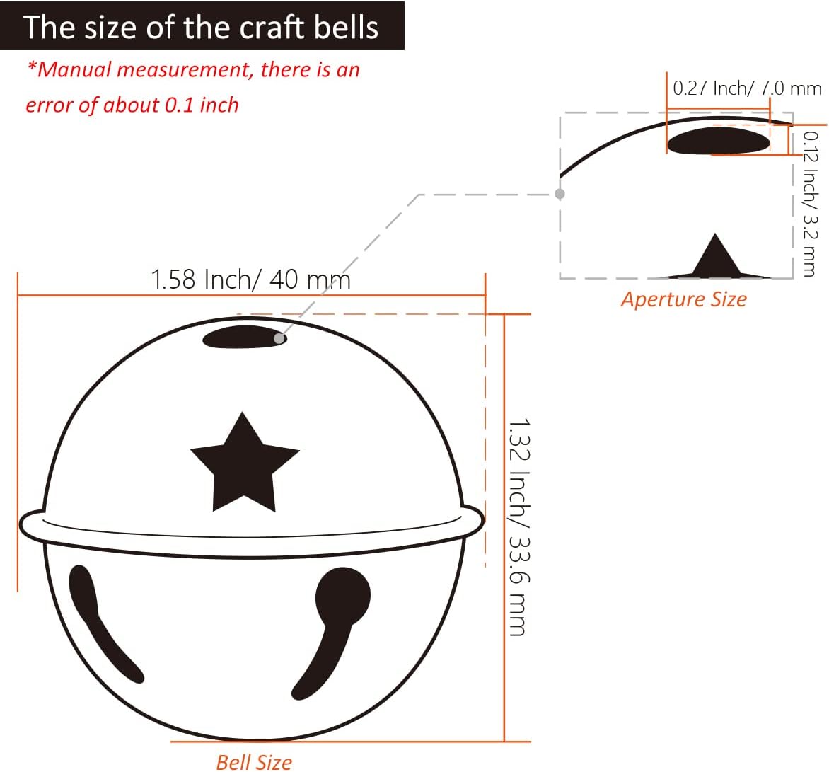 CLLOOTVE Large Craft Bells, 1.6Inch/ 40MM Metal Craft Bells for Holiday Home, Christmas Festival, Gifts, Party Wedding Decoration DIY Project, 16Pcs, Green