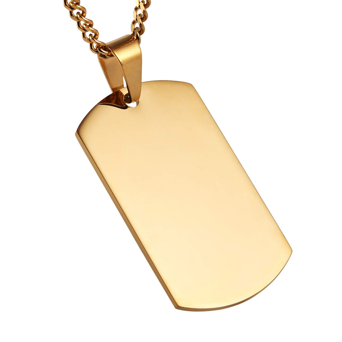 HZMAN Mens High Polishing Stainless Steel Dog Tag Pendant Necklace